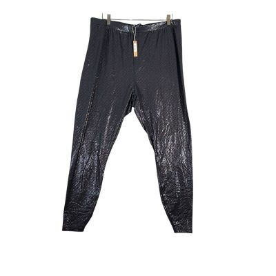 Skims Womens Logo Foil Print Metallic Onyx Shimmer Black Leggings NEW Sz 4X